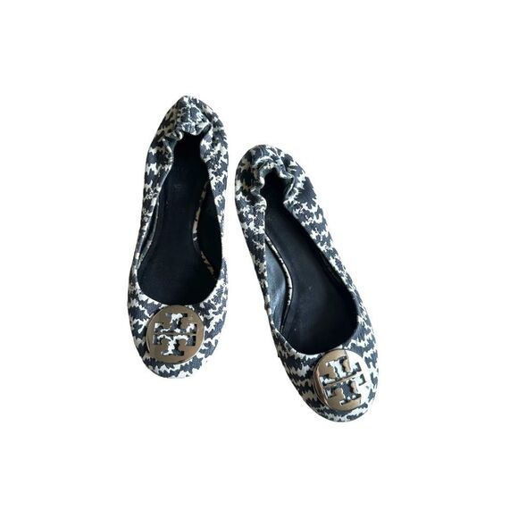 Tory Burch Reva Ballet Flats Zig Zag Print Size 7 - Picture 1 of 5